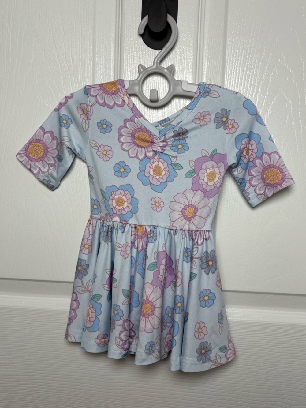 Dot Dot Smile Floral Twirl Dress Pastel Blue Pink 6-12M EUC